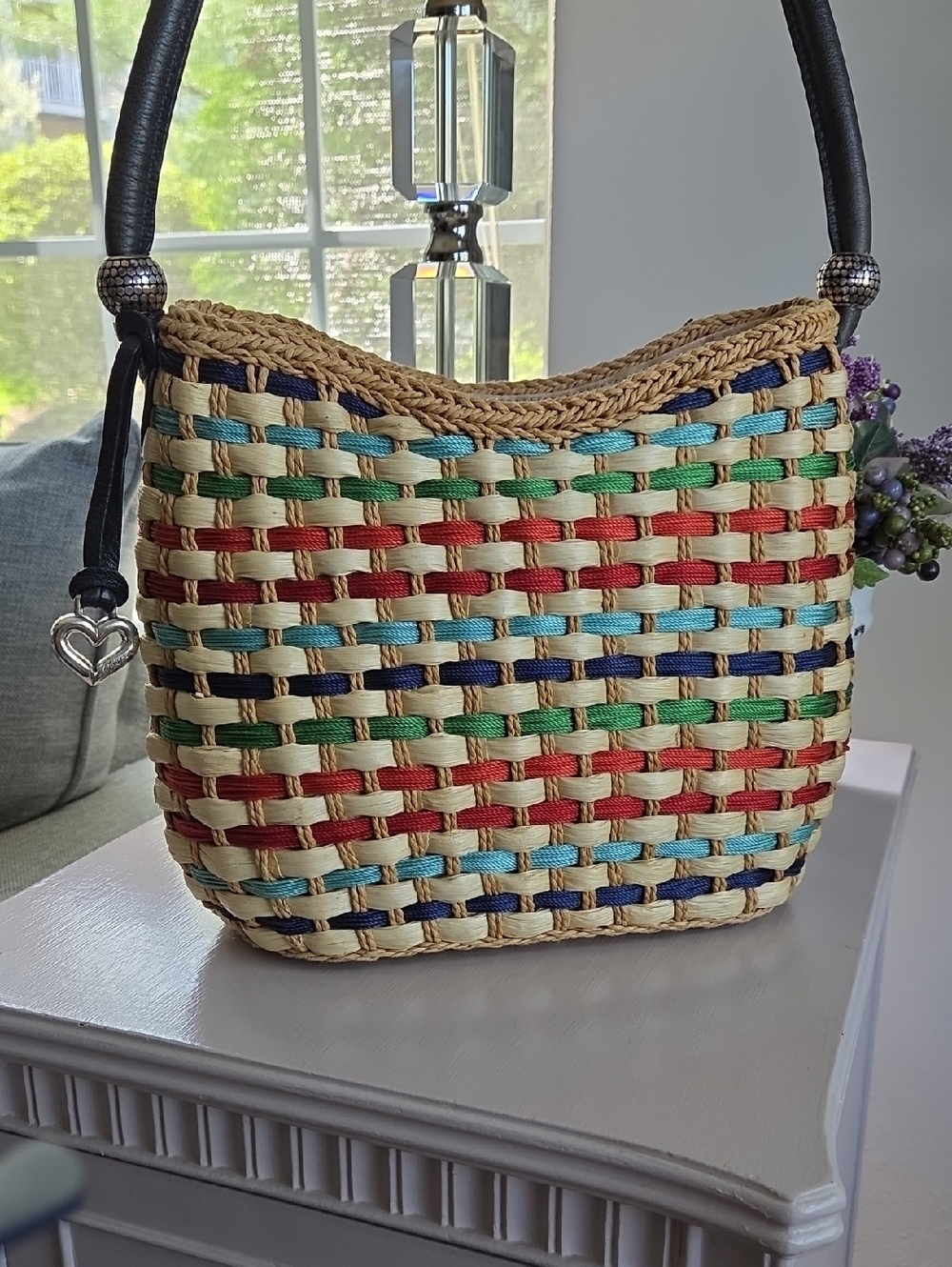 Brighton Woven Multi-Color Straw Shoulder Bag
